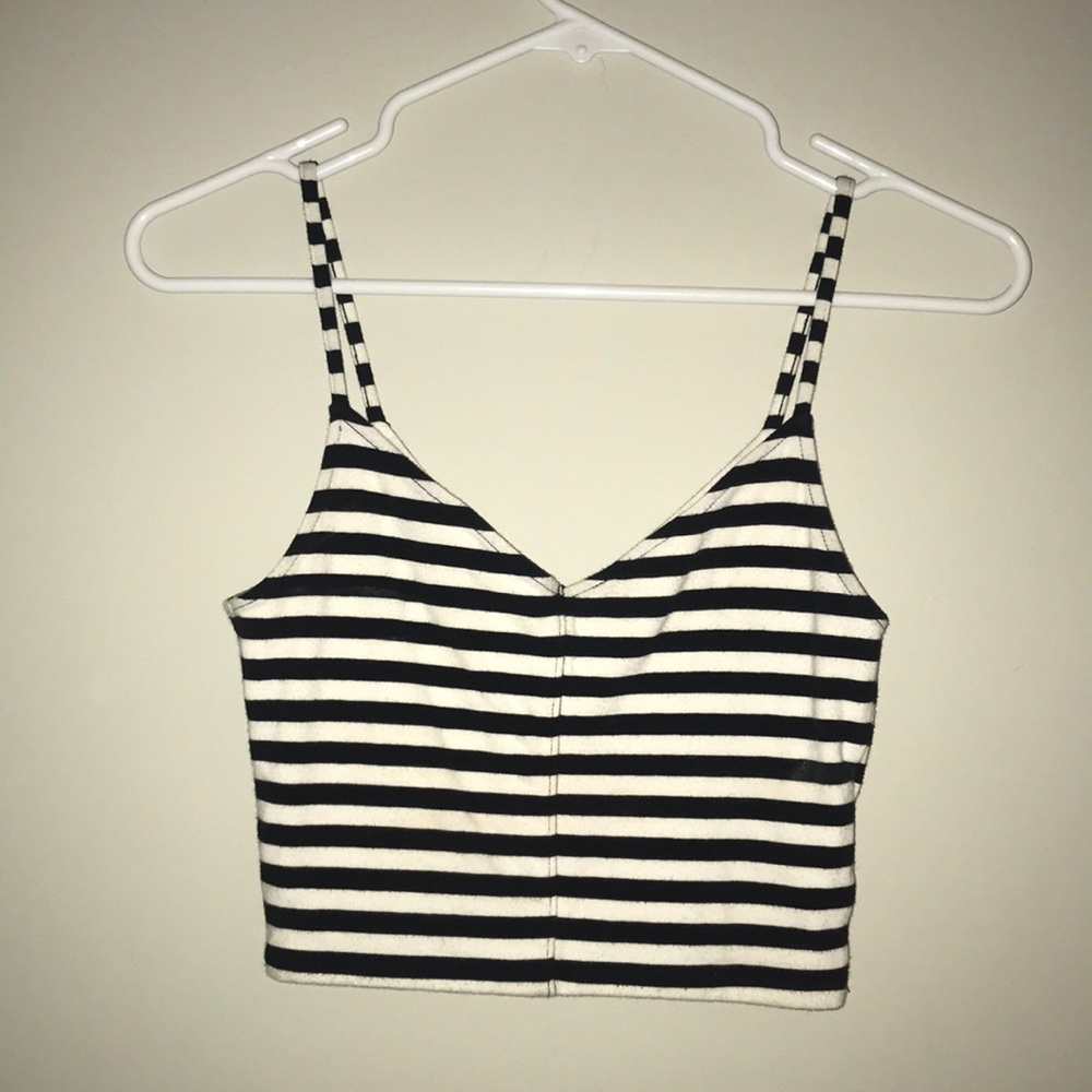 Black and white striped crop